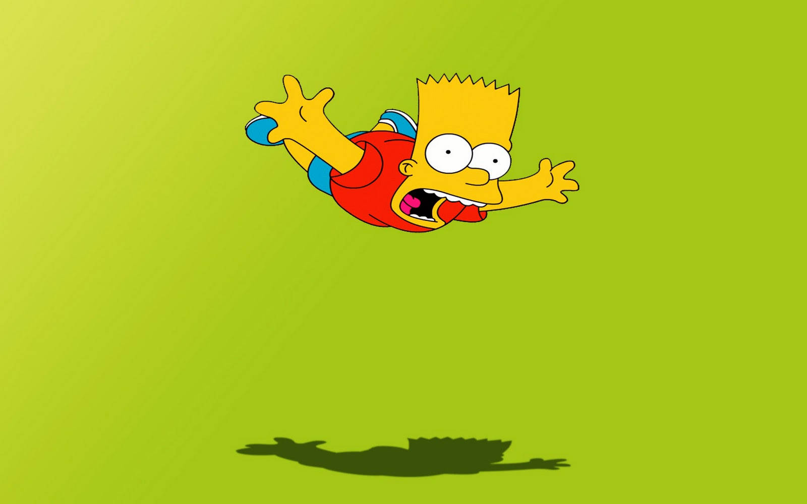 Bart Simpson, lime green background, distorted shadow, HD Desktop Wallpaper