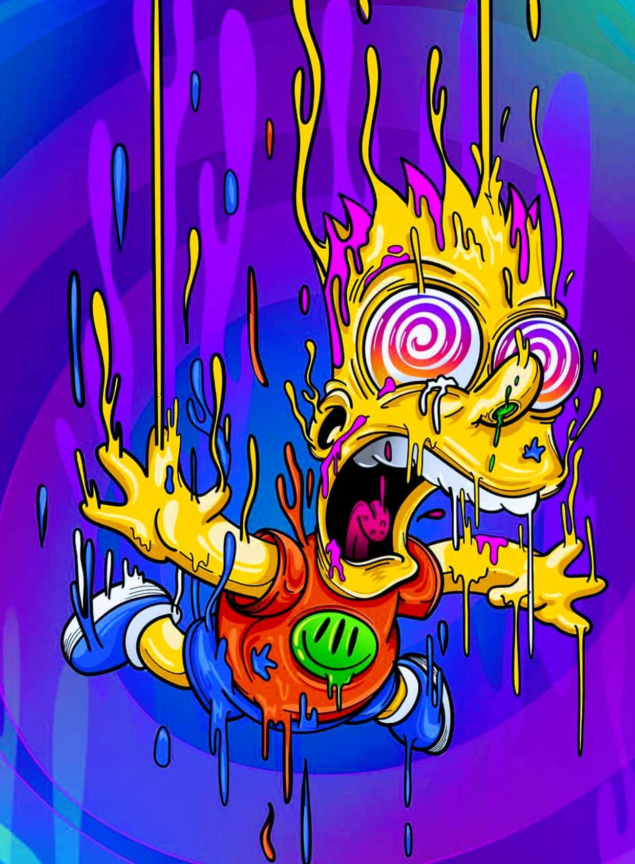 Bart Simpson, tripty, vibrant neon colors, HD Phone Wallpaper