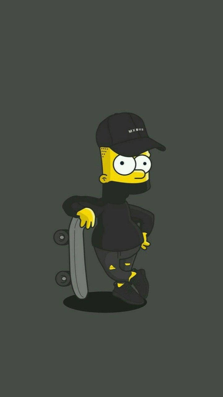 Bart Simpson, black streetwear, skateboard, HD Phone Wallpaper