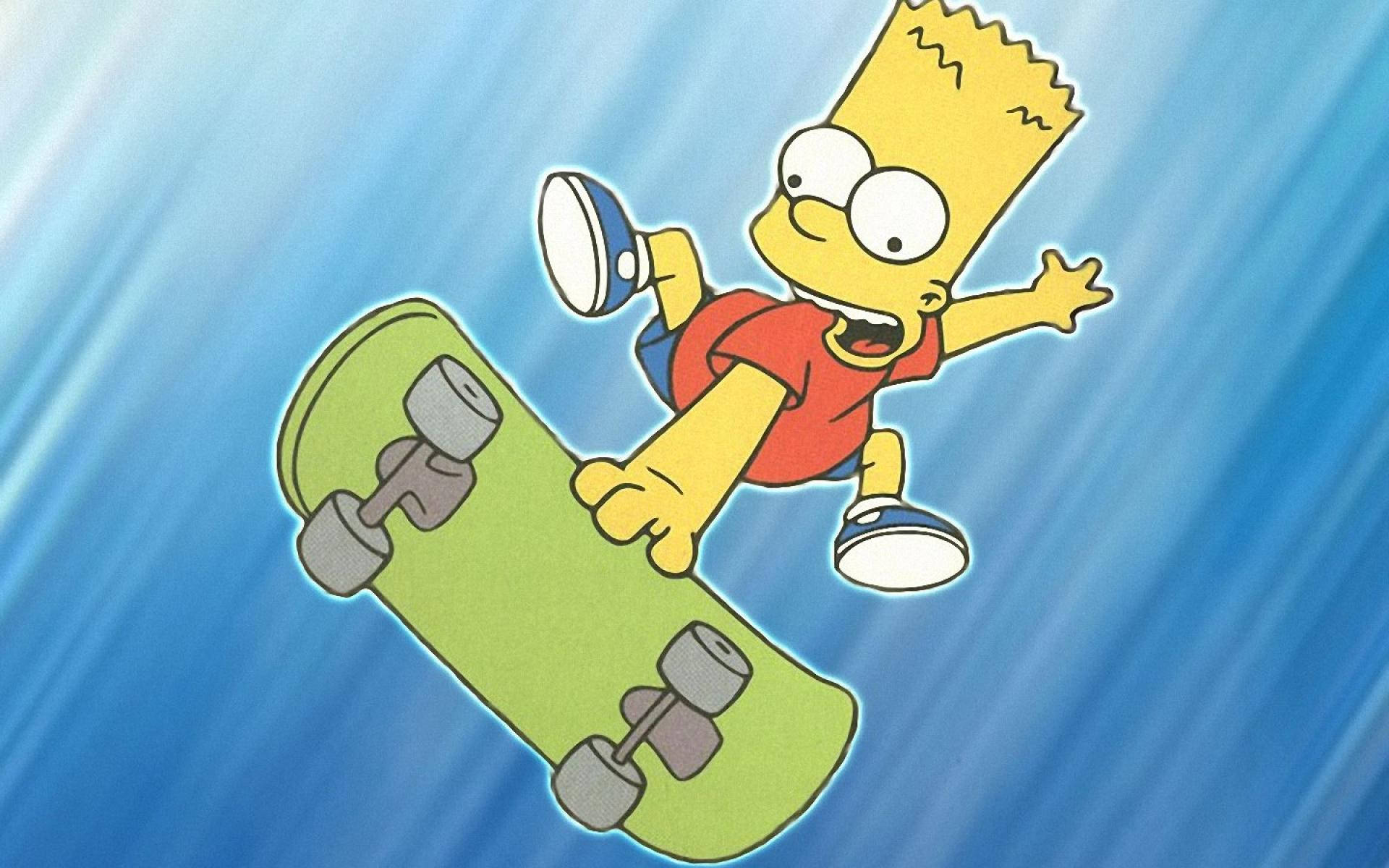 Bart Simpson, skateboard, green, Full HD Desktop Wallpaper