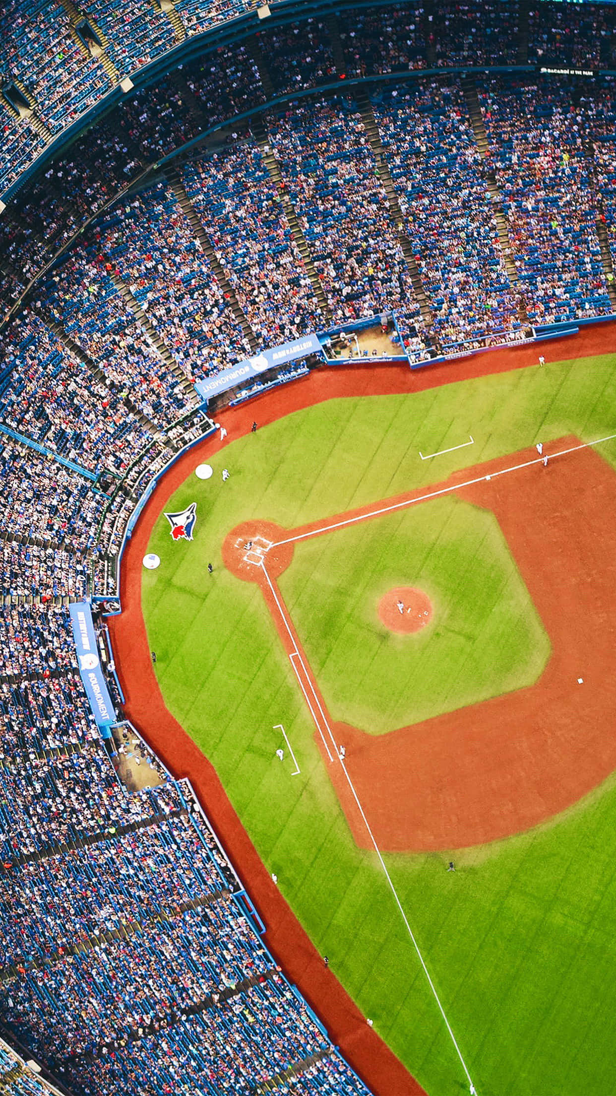baseball stadium, vibrant green field, red dirt infield, Full HD Phone Wallpaper