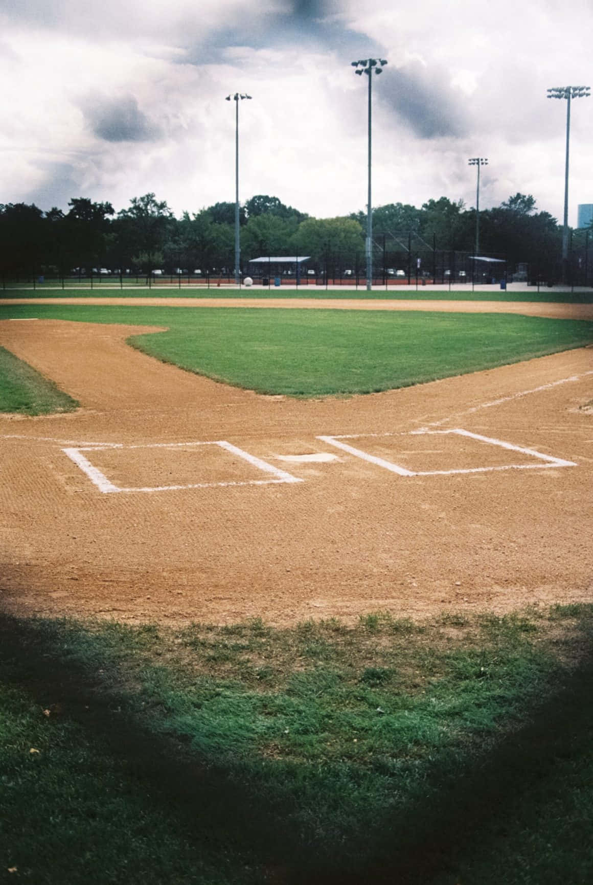 baseball field, cloudy skies, home plate, HD Phone Wallpaper