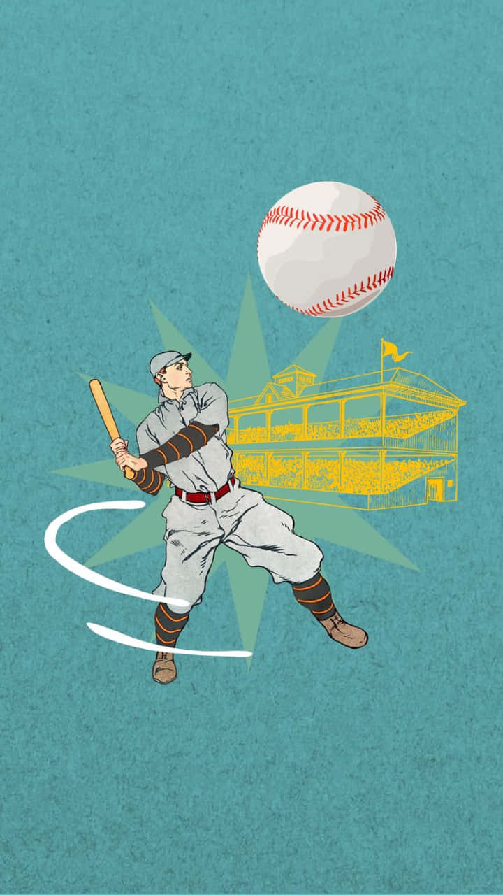 vintage baseball player, swinging bat, large detailed ball, HD Phone Wallpaper