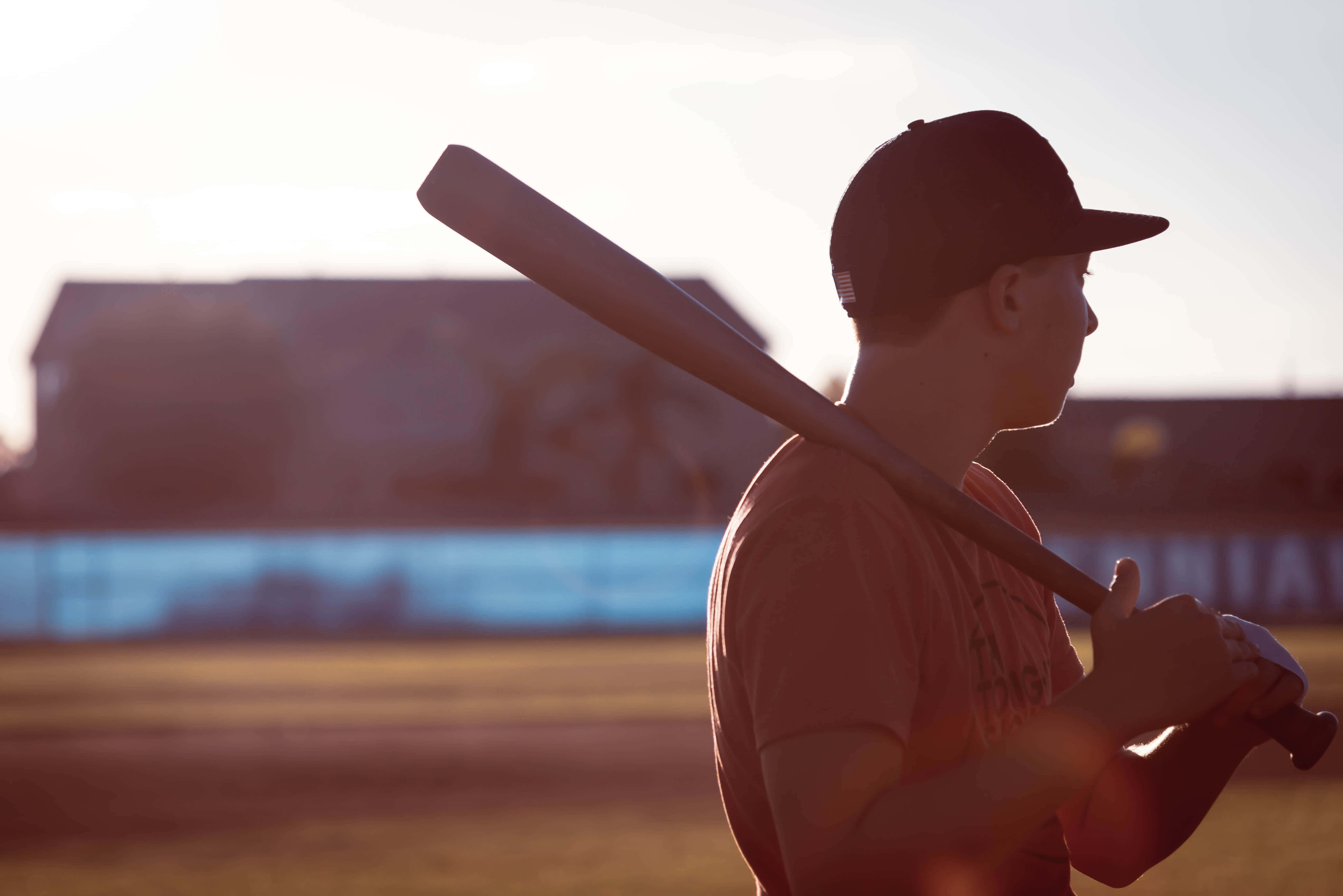 Baseball bat, silhouette, sunset, 5K Desktop Wallpaper