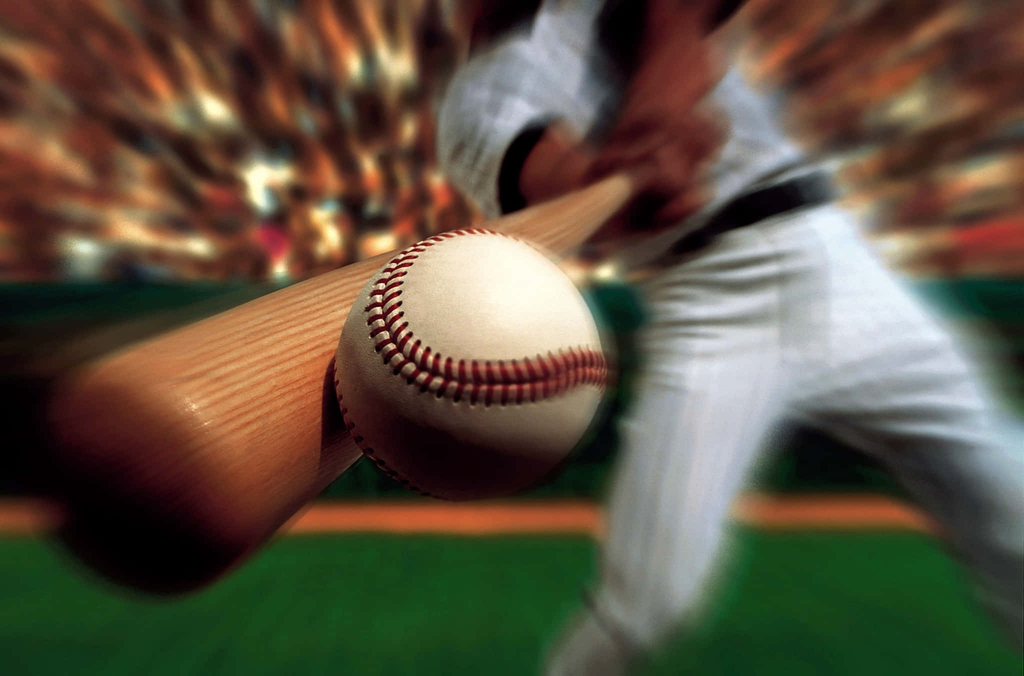 baseball bat, stadium, blurred crowd, Full HD Desktop Wallpaper