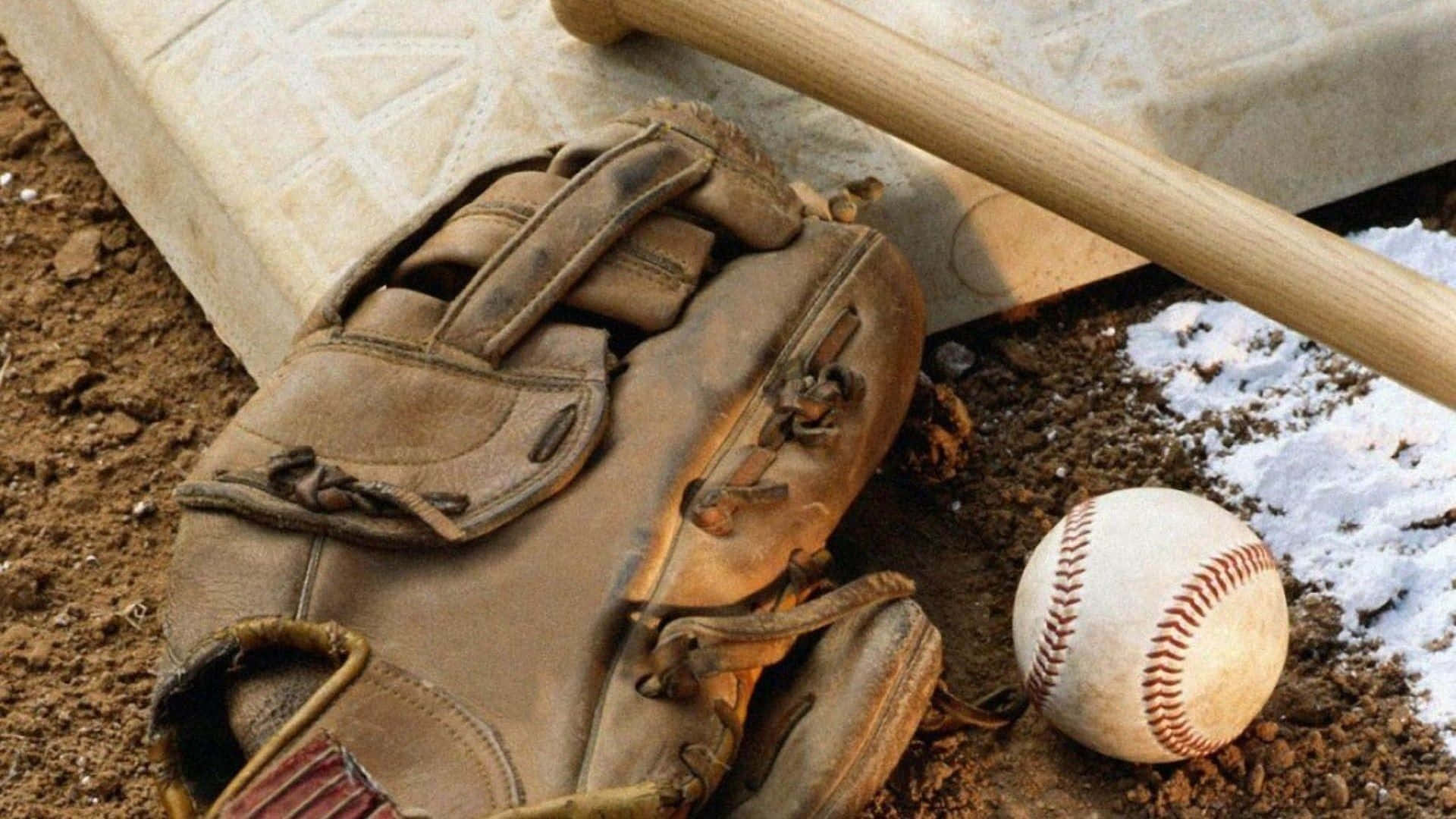 baseball bat, dirt, home plate, Full HD Desktop Wallpaper