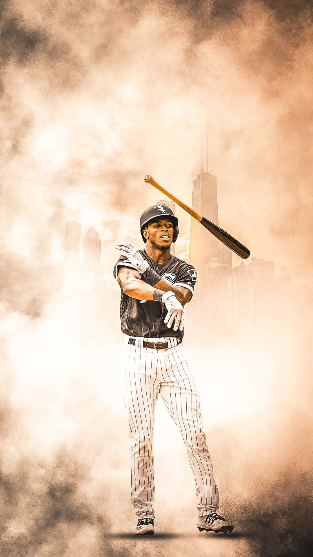 baseball player, pinstripe uniform, bat, Full HD Phone Wallpaper