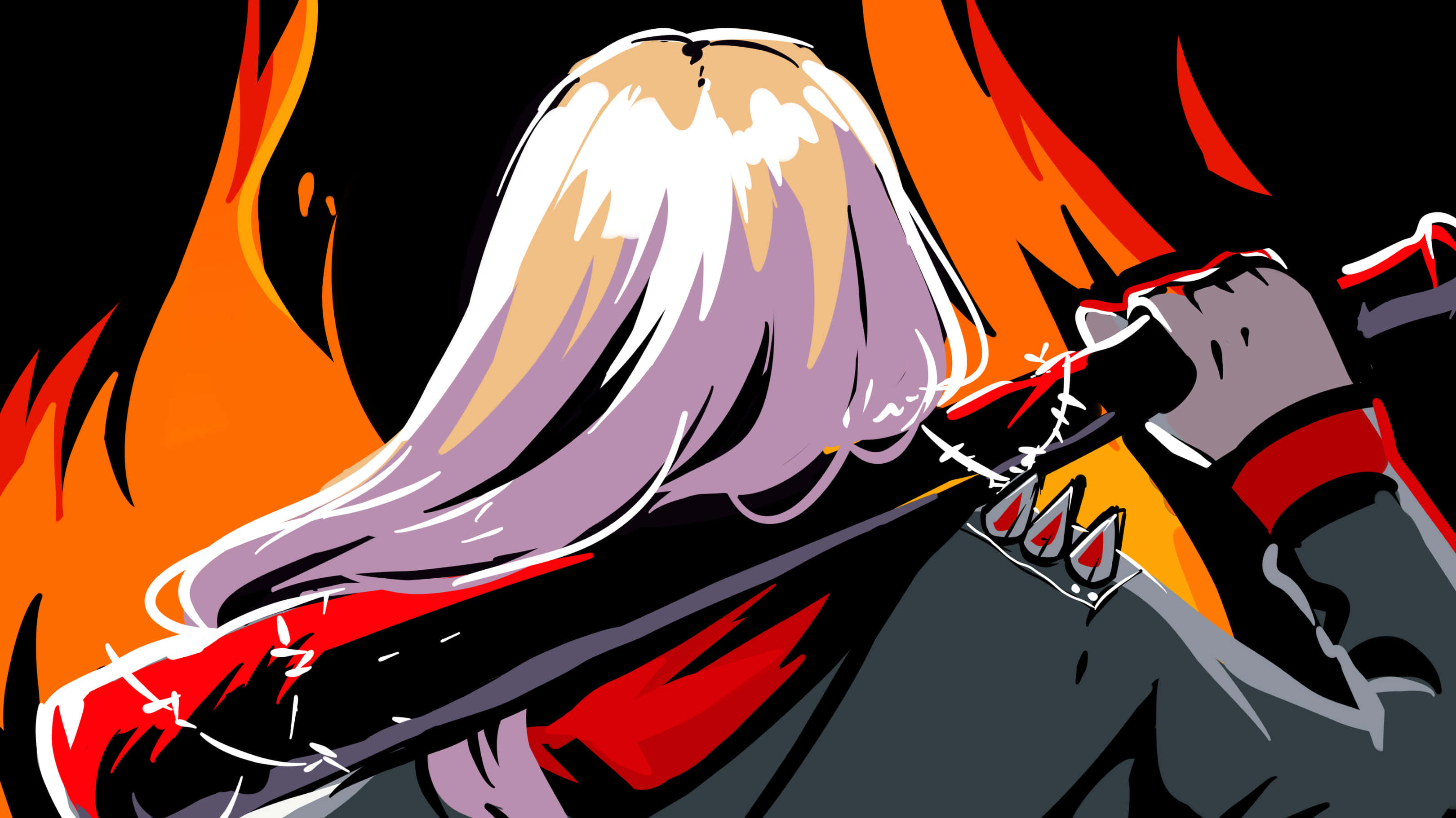 Baseball bat, spiked weapon, fiery orange and black background, 2K Desktop Wallpaper
