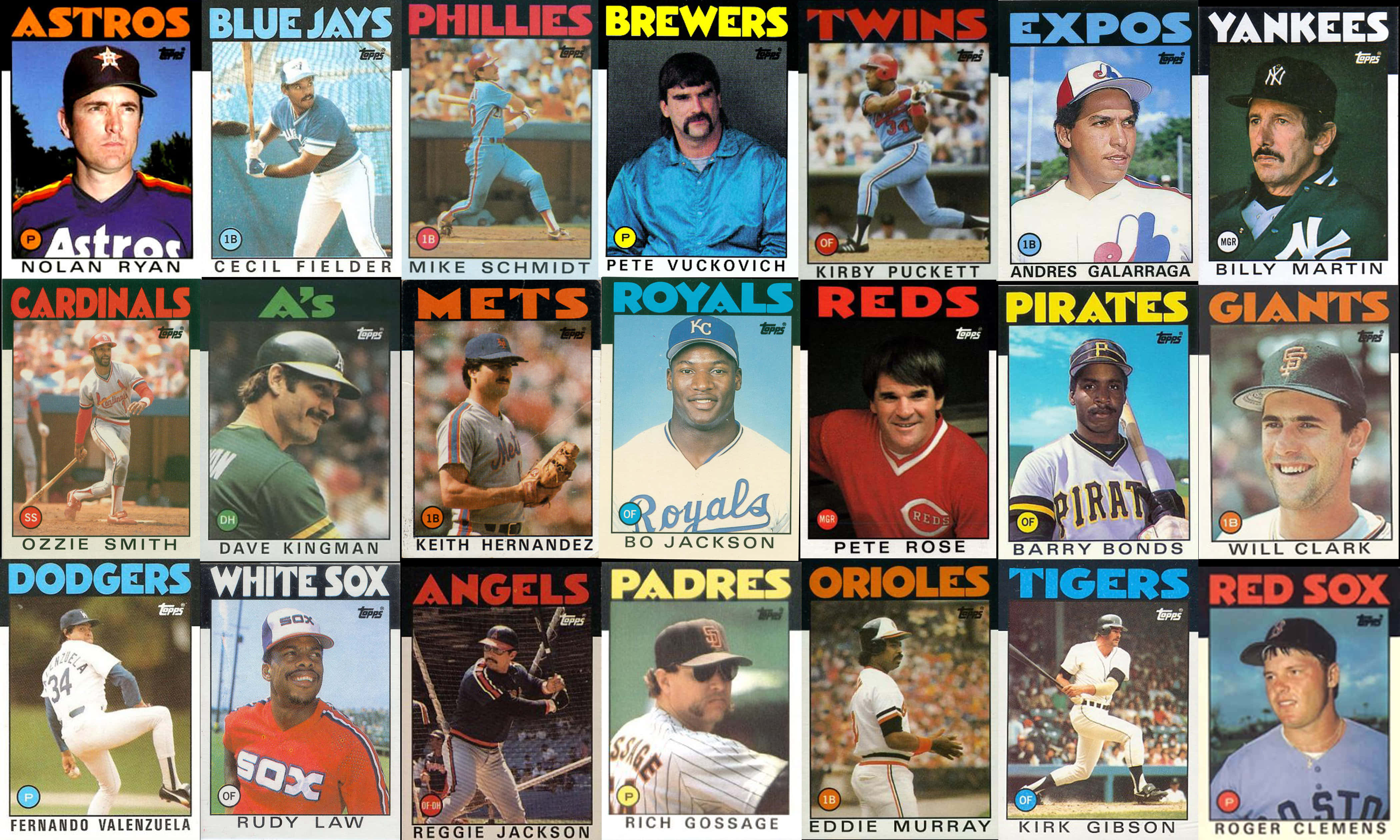 vintage baseball cards, 1980s baseball trading cards, wooden table, 4K Desktop Wallpaper