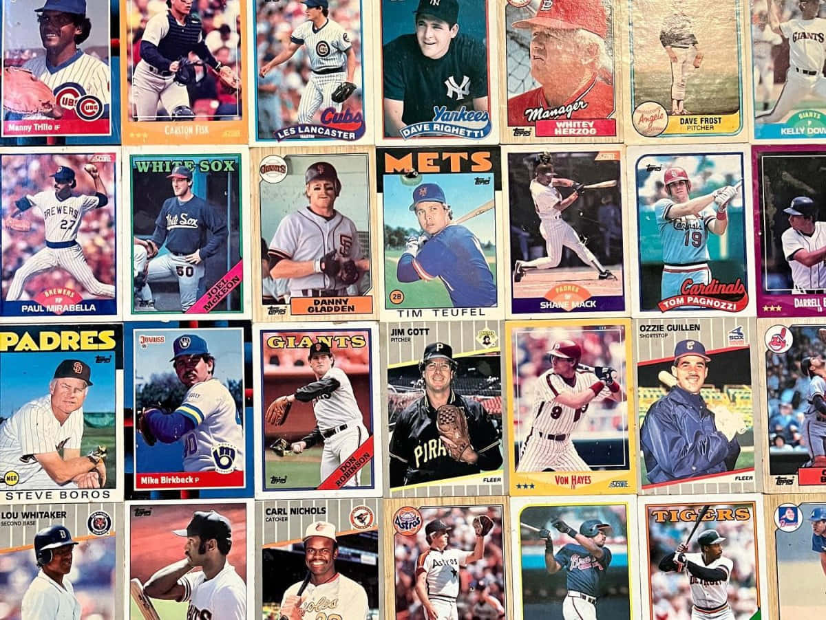 vintage baseball cards, classic uniforms, stadium backdrops, SD Desktop Wallpaper