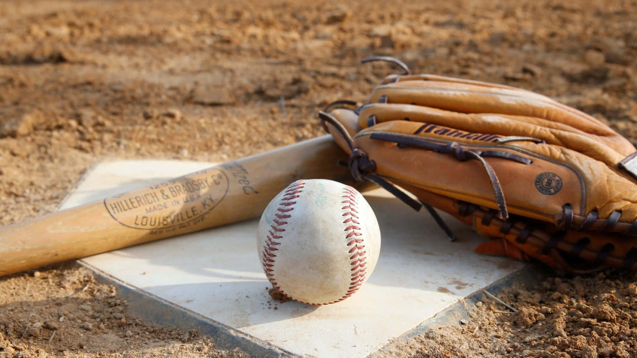 baseball bat glove, baseball ball, home plate, Full HD Desktop Wallpaper