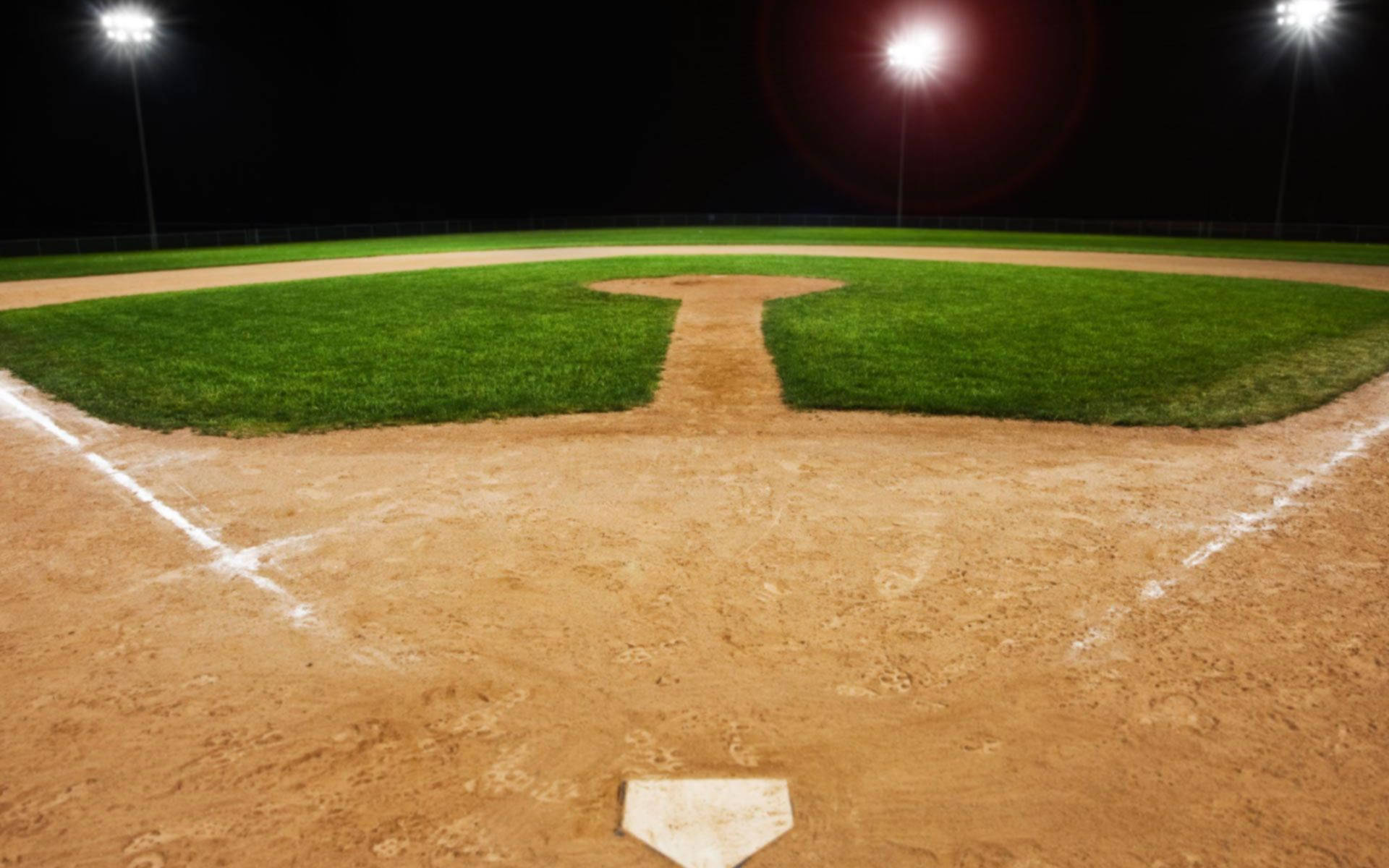 baseball field, night, stadium lights, Full HD Desktop Wallpaper