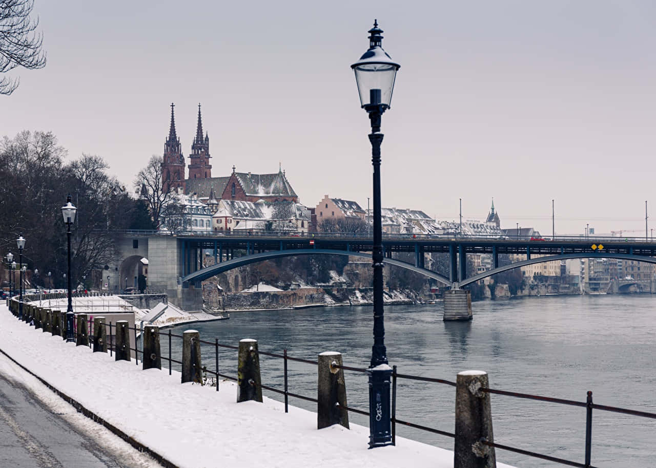 Basel, bridge, cathedral, HD Desktop Wallpaper