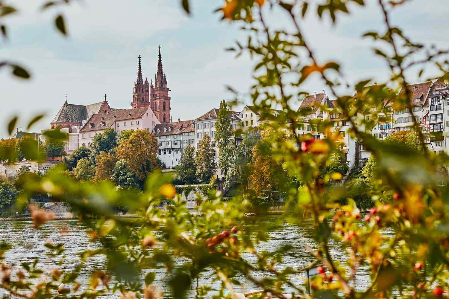 Basel, autumn foliage, river, HD Desktop Wallpaper