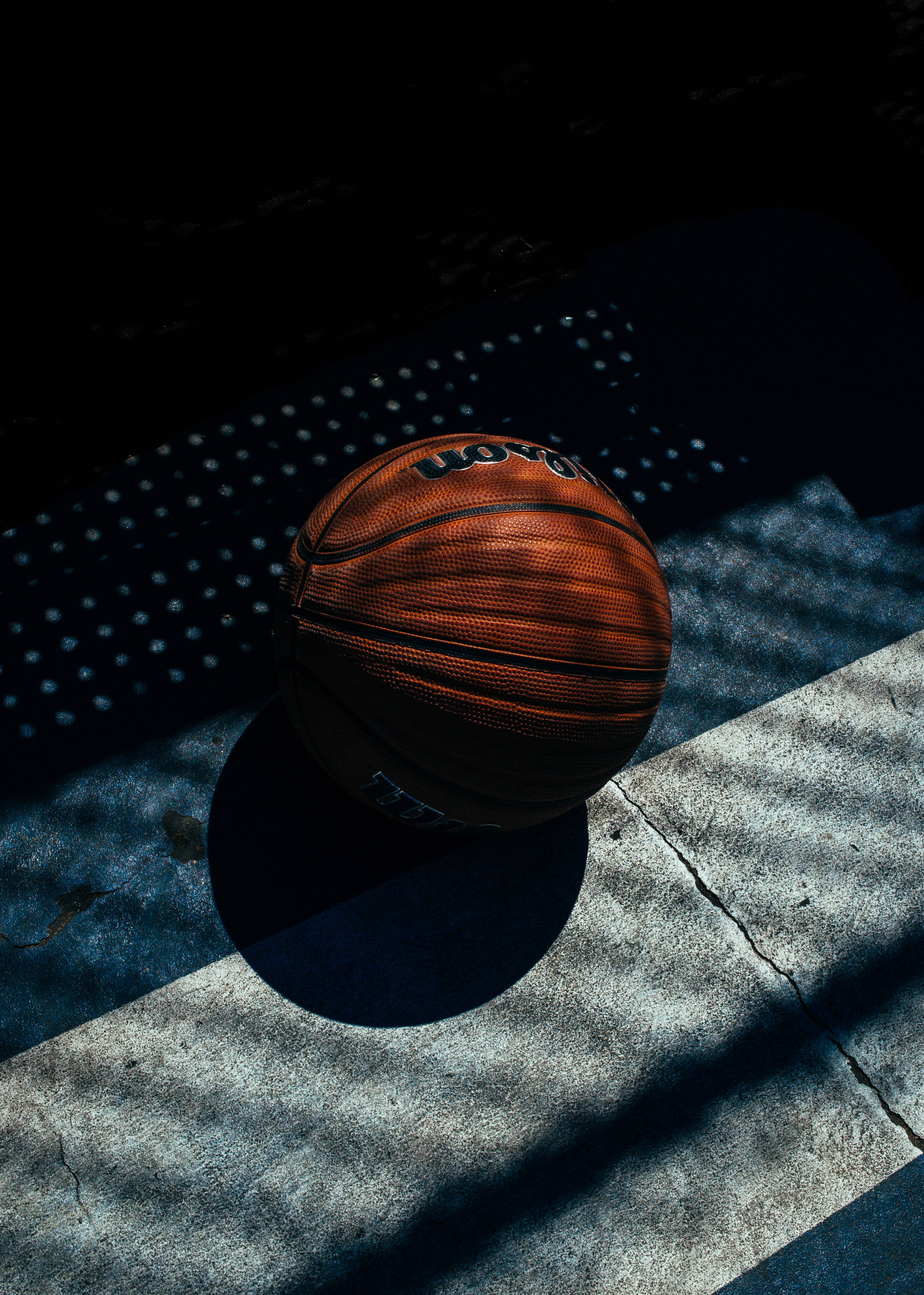 basketball, orange basketball, cracked concrete, 4K Phone Wallpaper