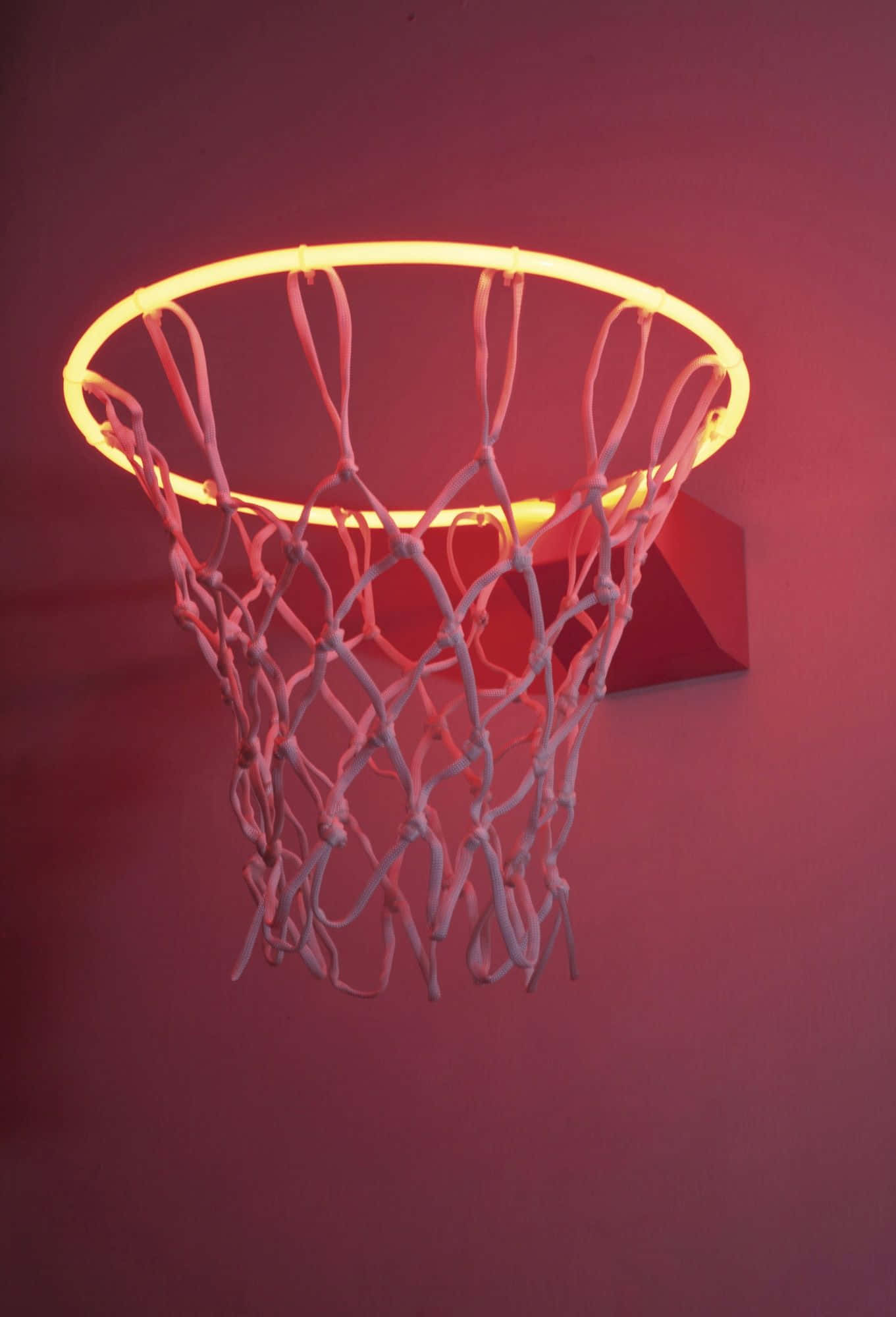 basketball hoop, neon rim, white net, Full HD Phone Wallpaper