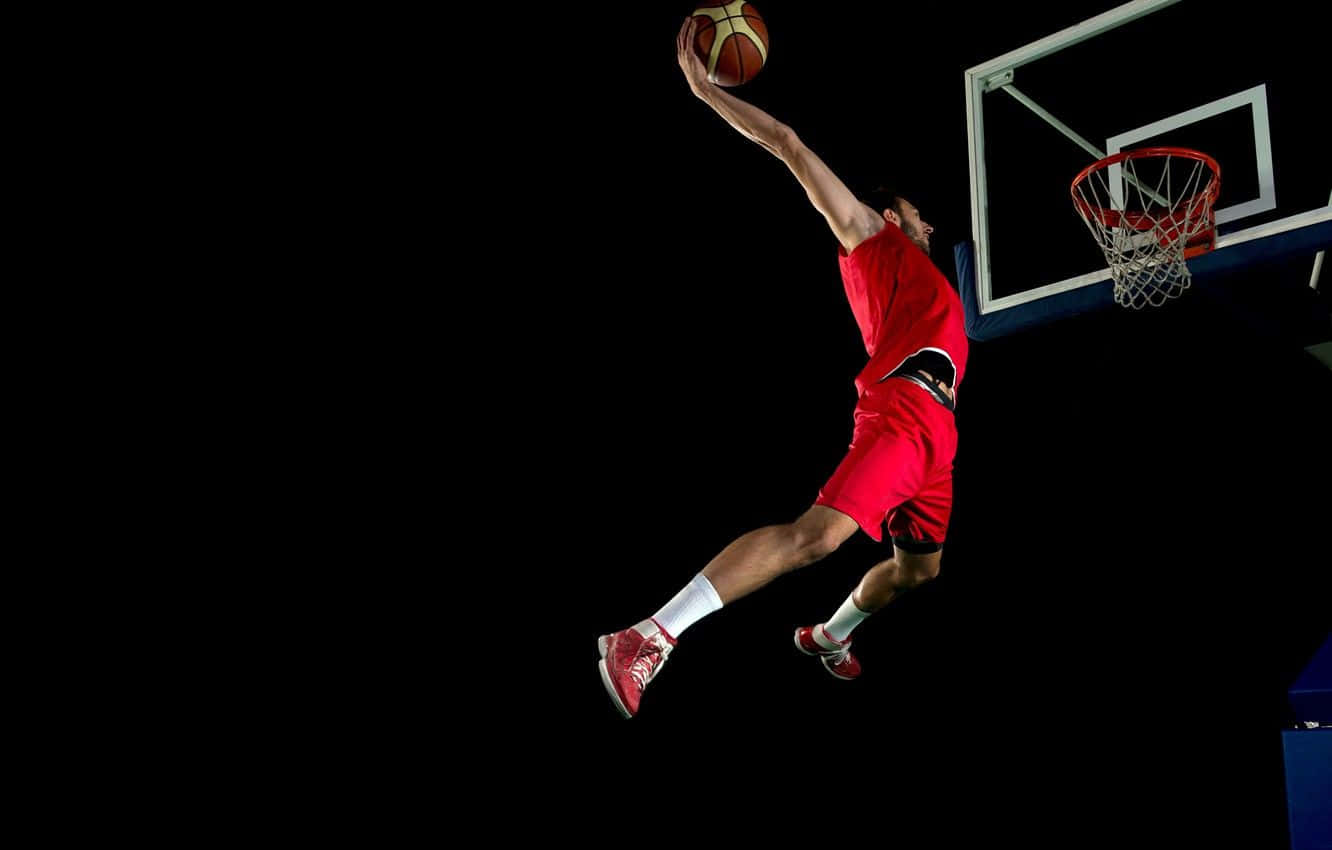 Basketball Athlete, red, black background, HD Desktop Wallpaper
