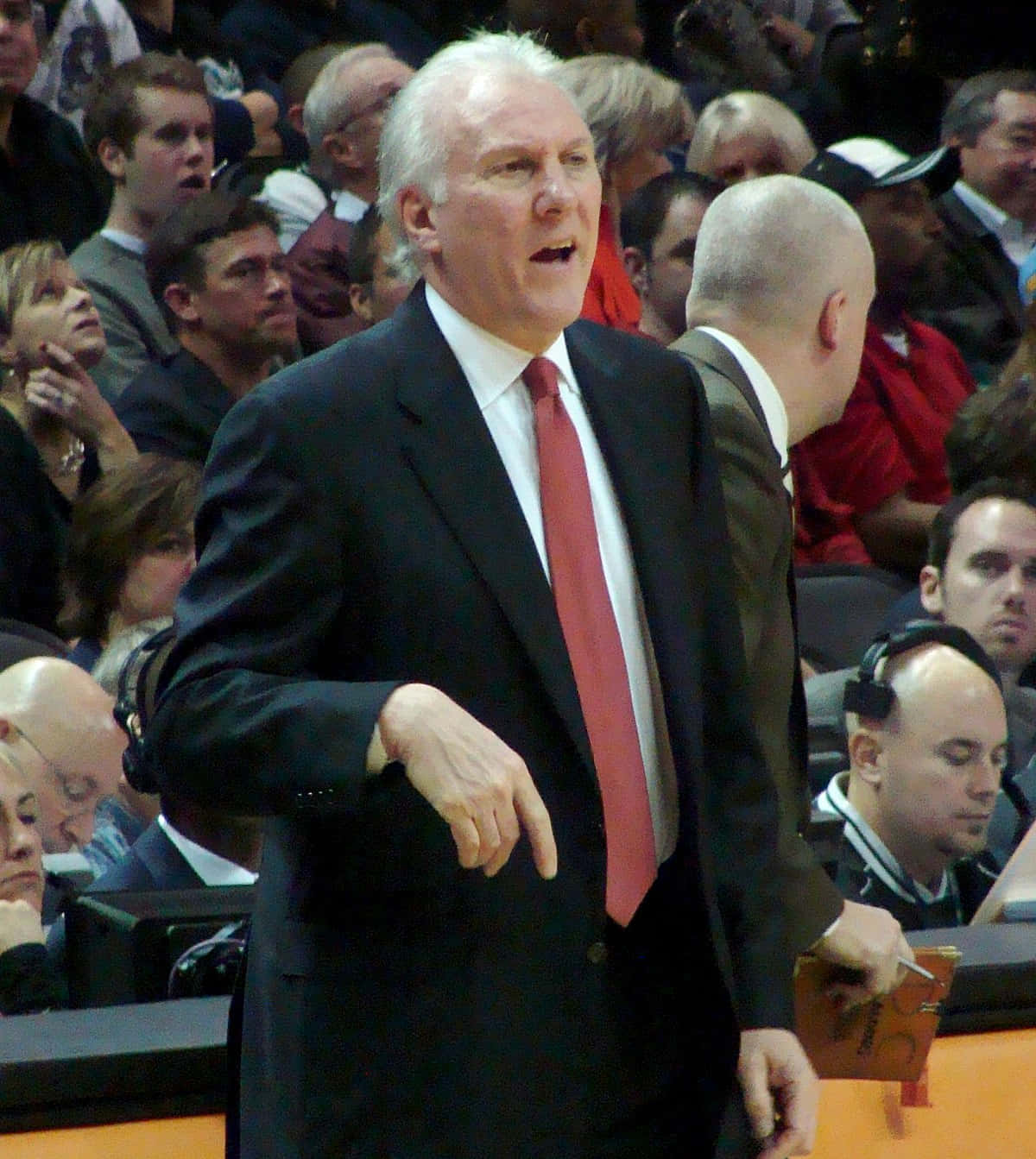 basketball coach, dark suit, red tie, HD Phone Wallpaper