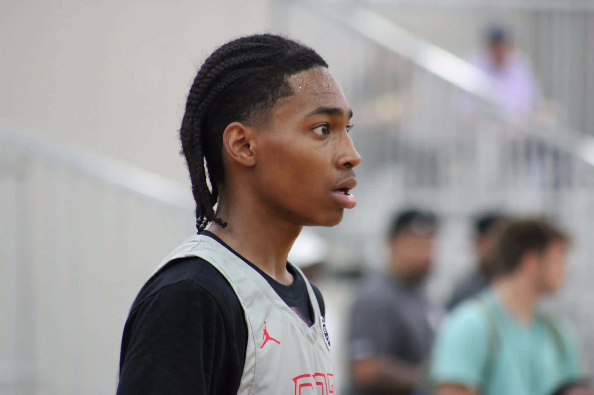 basketball player, braided hair, white and black practice jersey, Full HD Desktop Wallpaper