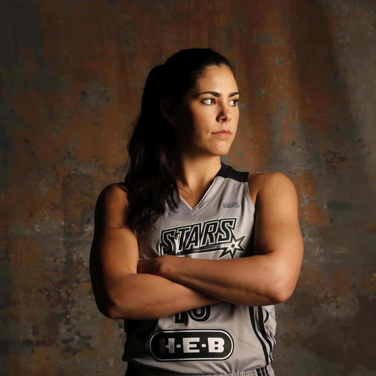 female basketball player, gray Stars jersey, rusty metal wall, SD Desktop Wallpaper
