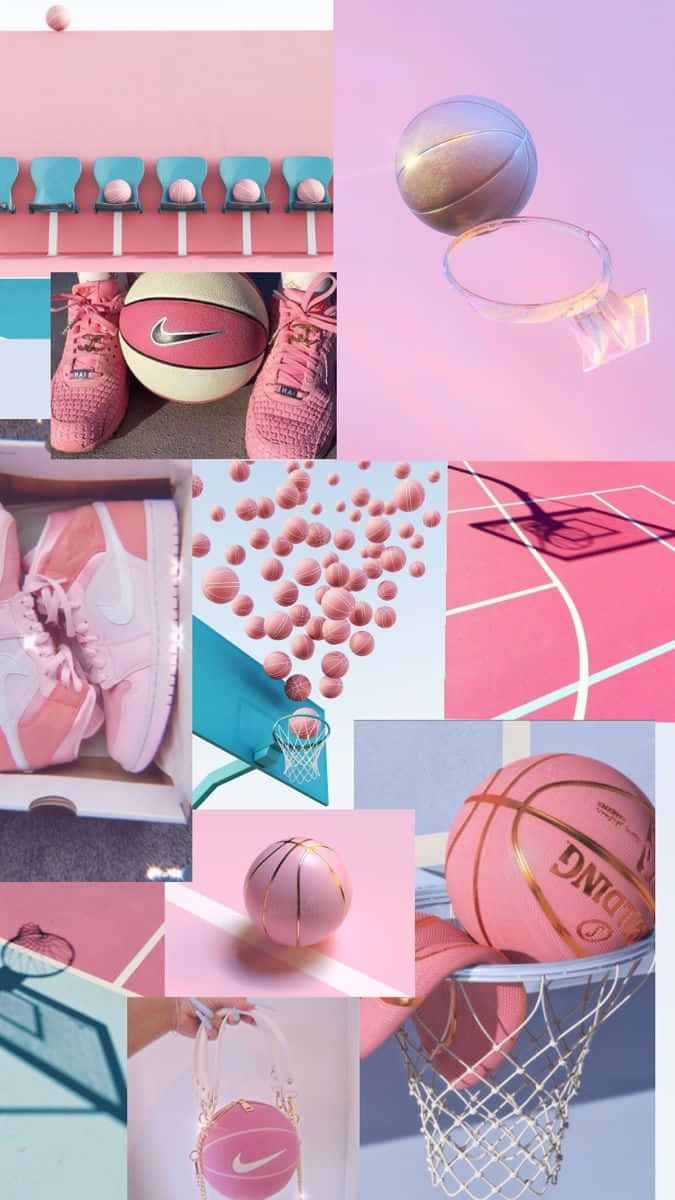 Pink Basketball Girl Aesthetic, pink and teal, pastel tones, SD Phone Wallpaper