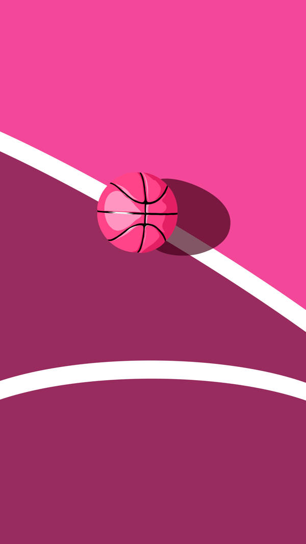 basketball iPhone, pink ball, magenta court, SD Phone Wallpaper