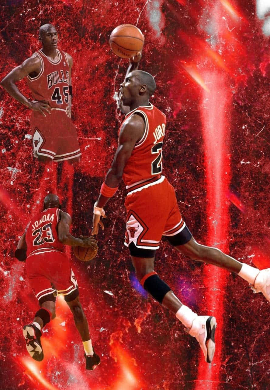 Michael Jordan, red Bulls jersey, fiery red abstract background, HD Phone Wallpaper
