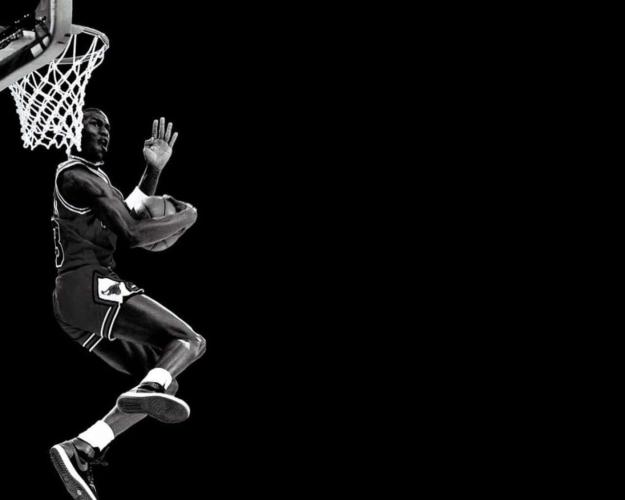 Michael Jordan, black basketball, dunks the ball, HD Desktop Wallpaper