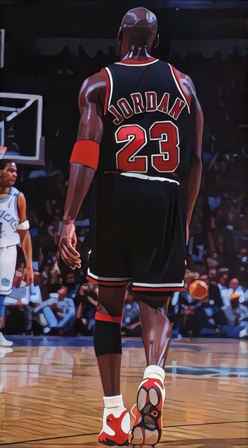 Michael Jordan, black and red 23 jersey, basketball court, HD Phone Wallpaper