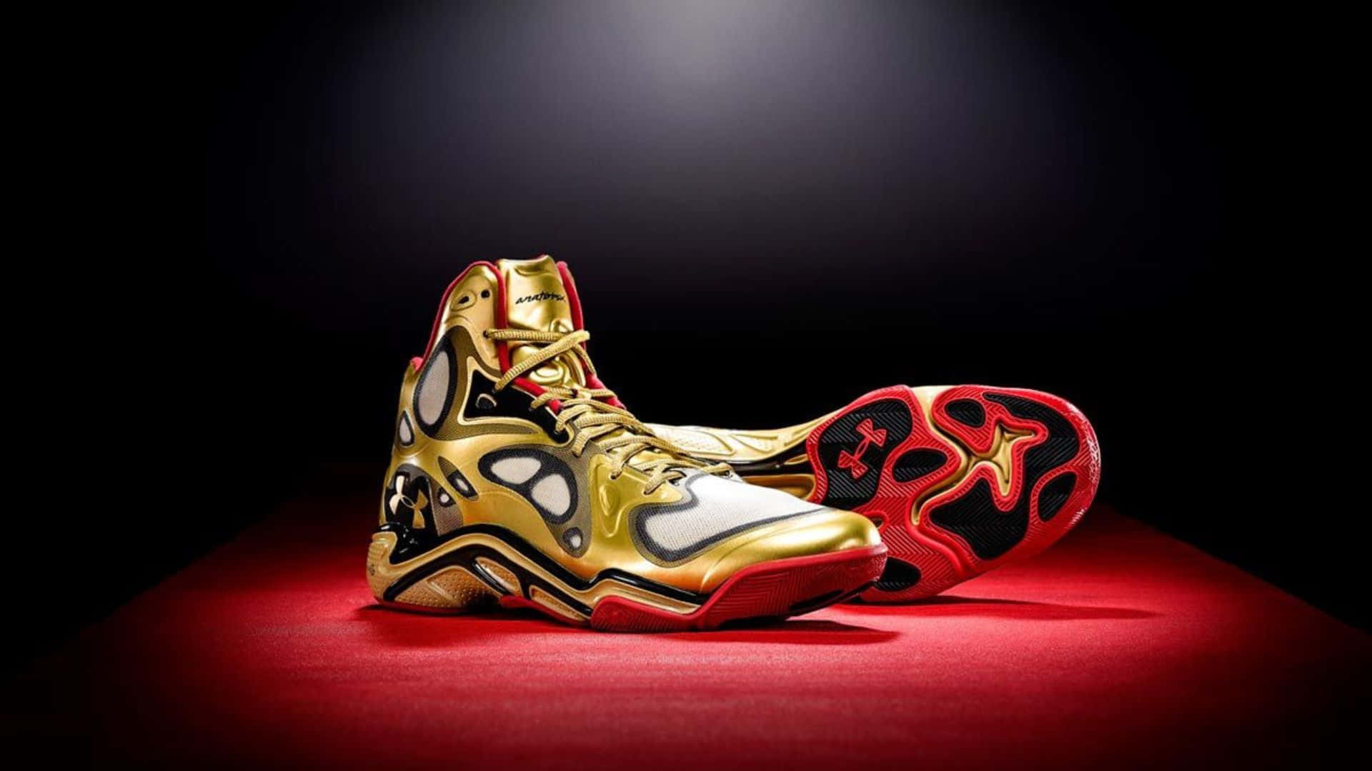 gold, red, high-top sneaker, Full HD Desktop Wallpaper