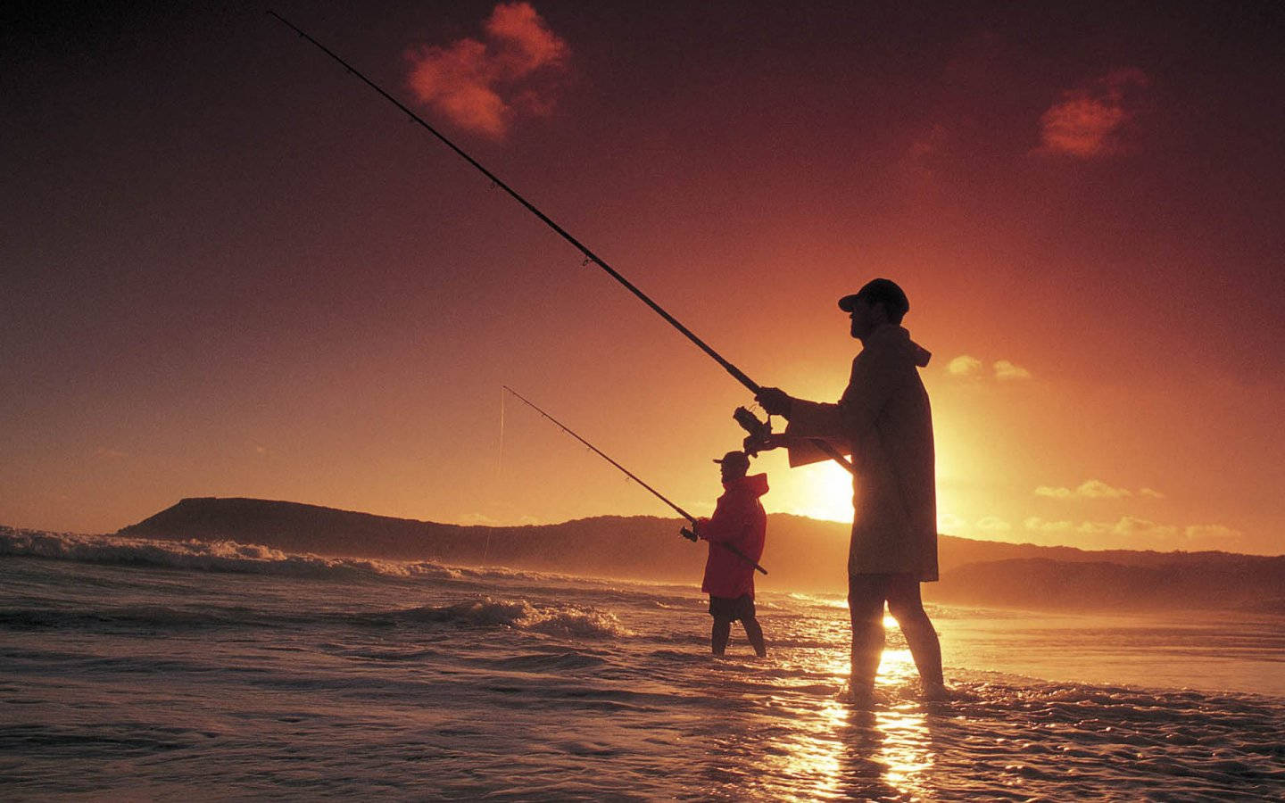 Bass Fishing, Sunrise, father, HD Desktop Wallpaper