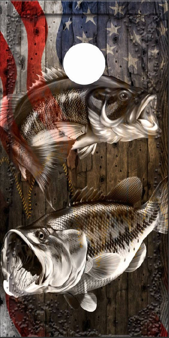 largemouth bass, wooden background, weathered wooden backdrop, SD Phone Wallpaper