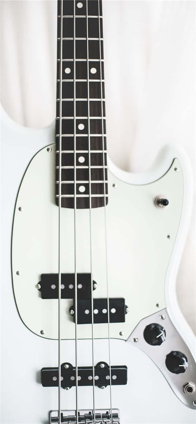 white bass guitar, black hardware, fretboard, HD Phone Wallpaper