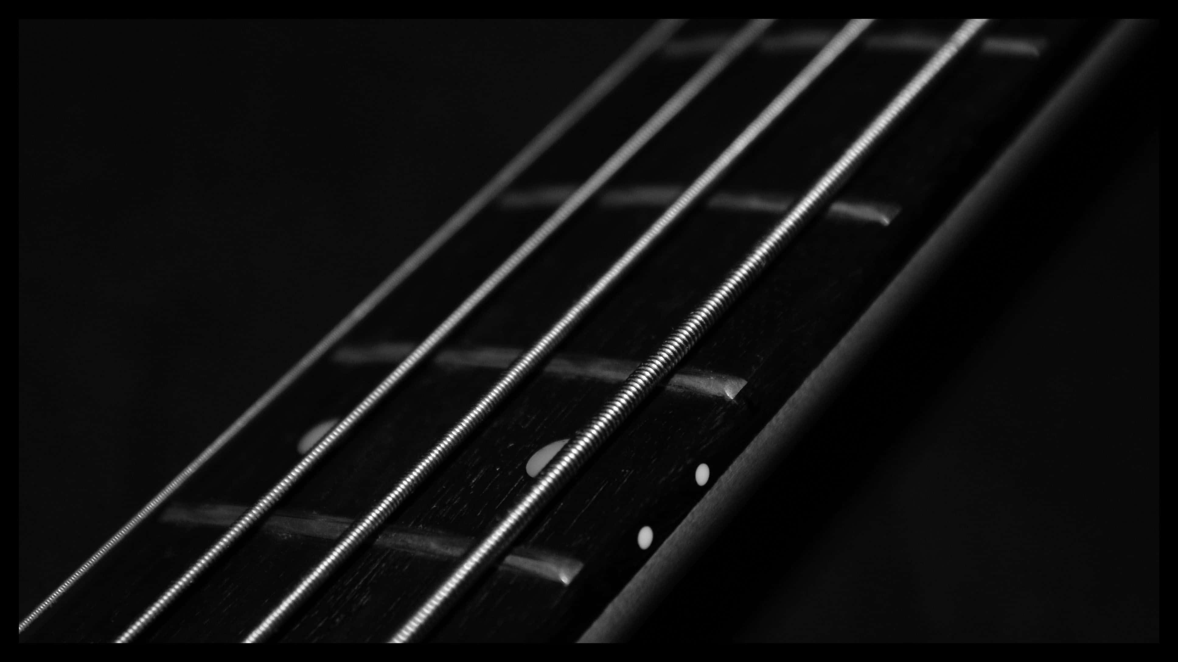 bass guitar, fretboard, metallic strings, 4K Desktop Wallpaper