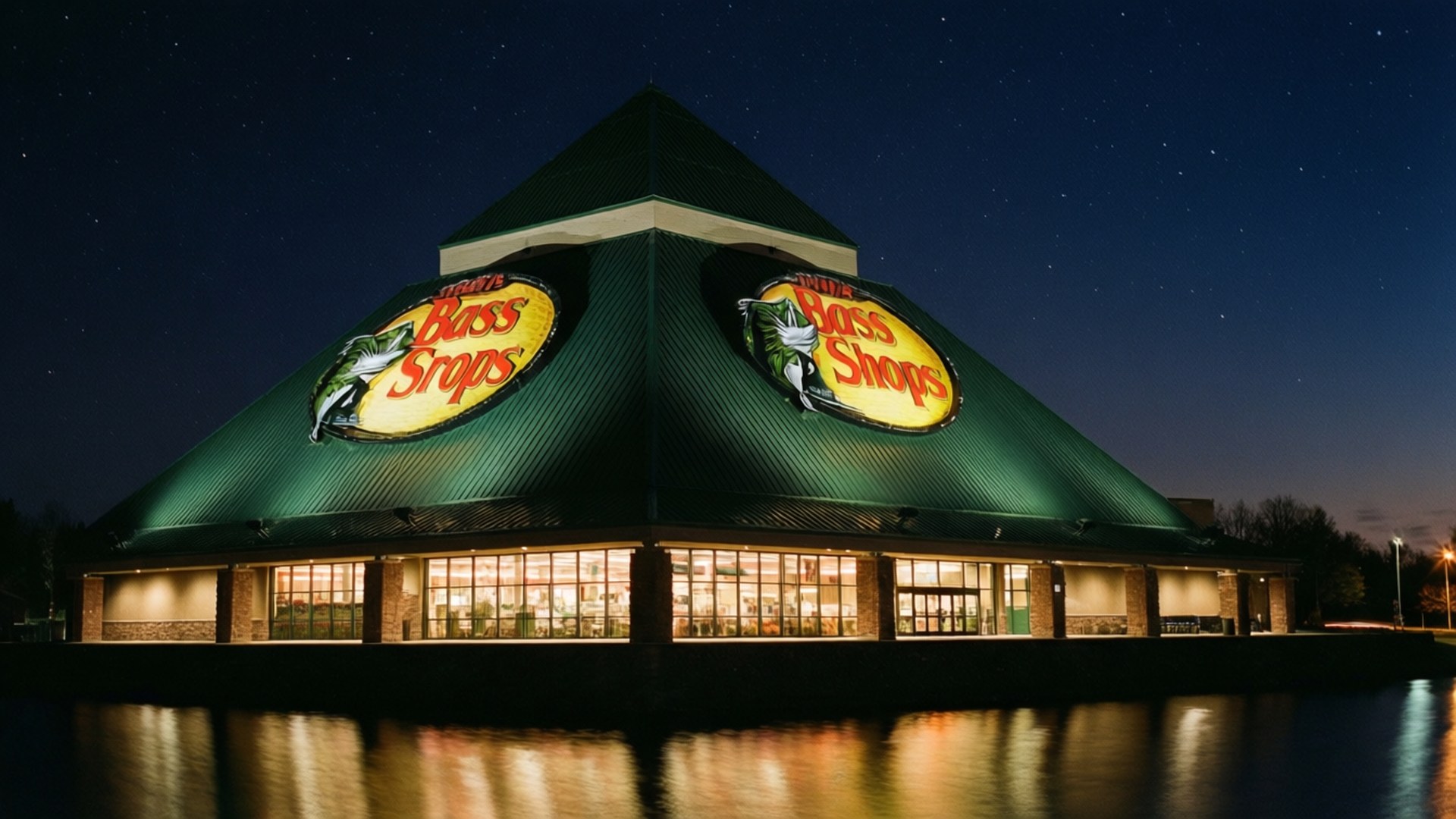 Bass Pro Shops, night, starry sky, Full HD Desktop Wallpaper