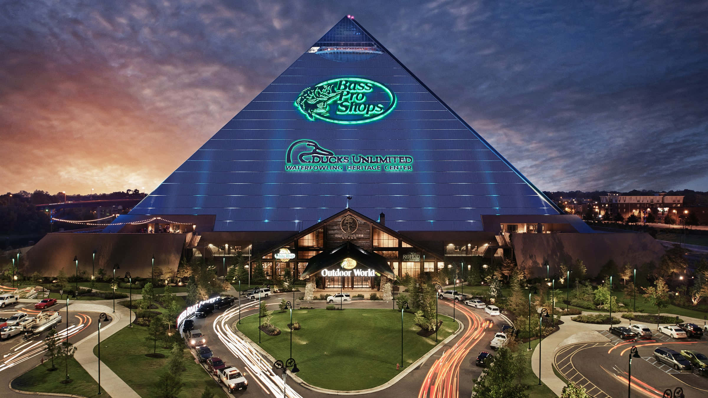 Bass Pro Shops, pyramid, dusk, Full HD Desktop Wallpaper
