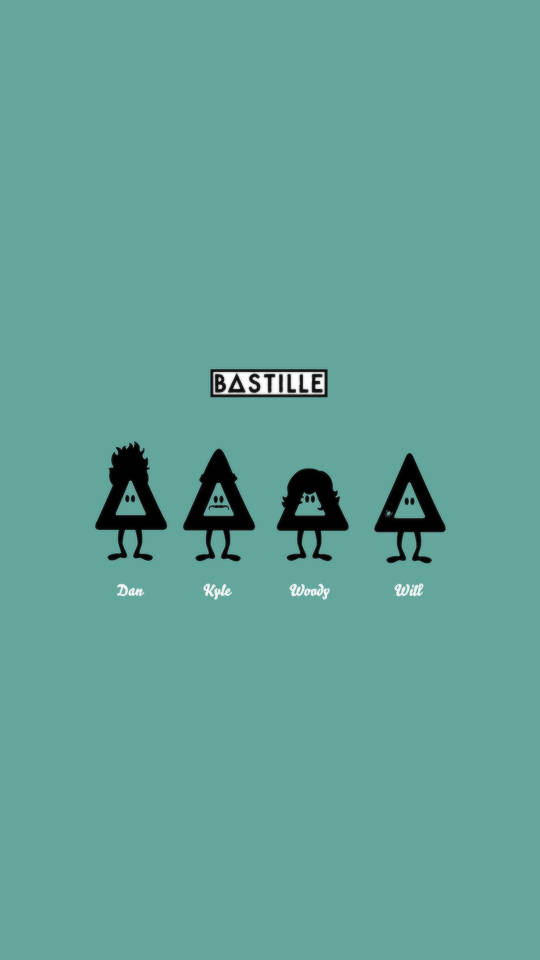 Bastille, black triangle-shaped, teal background, SD Phone Wallpaper