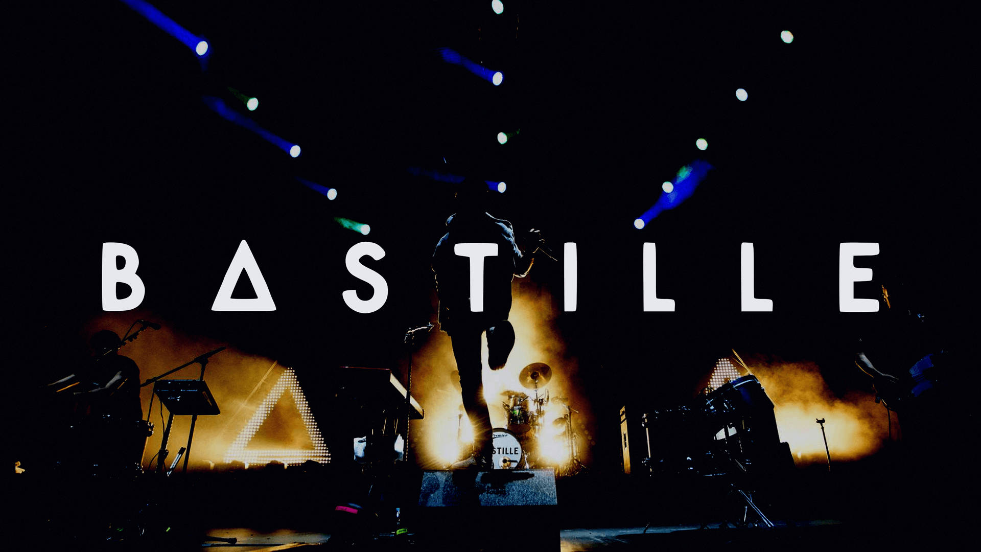 Bastille, dark stage, fiery orange lights, Full HD Desktop Wallpaper