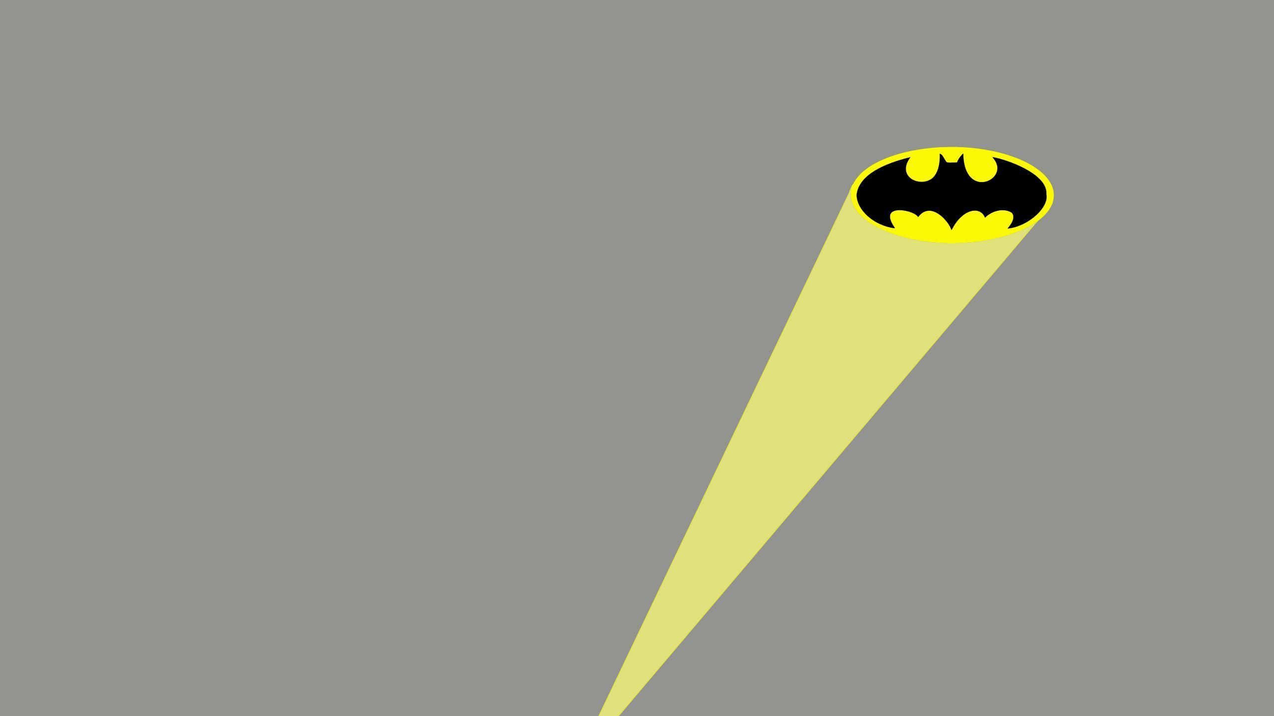 Bat Signal, yellow spotlight beam, black and yellow Batman logo, 2K Desktop Wallpaper