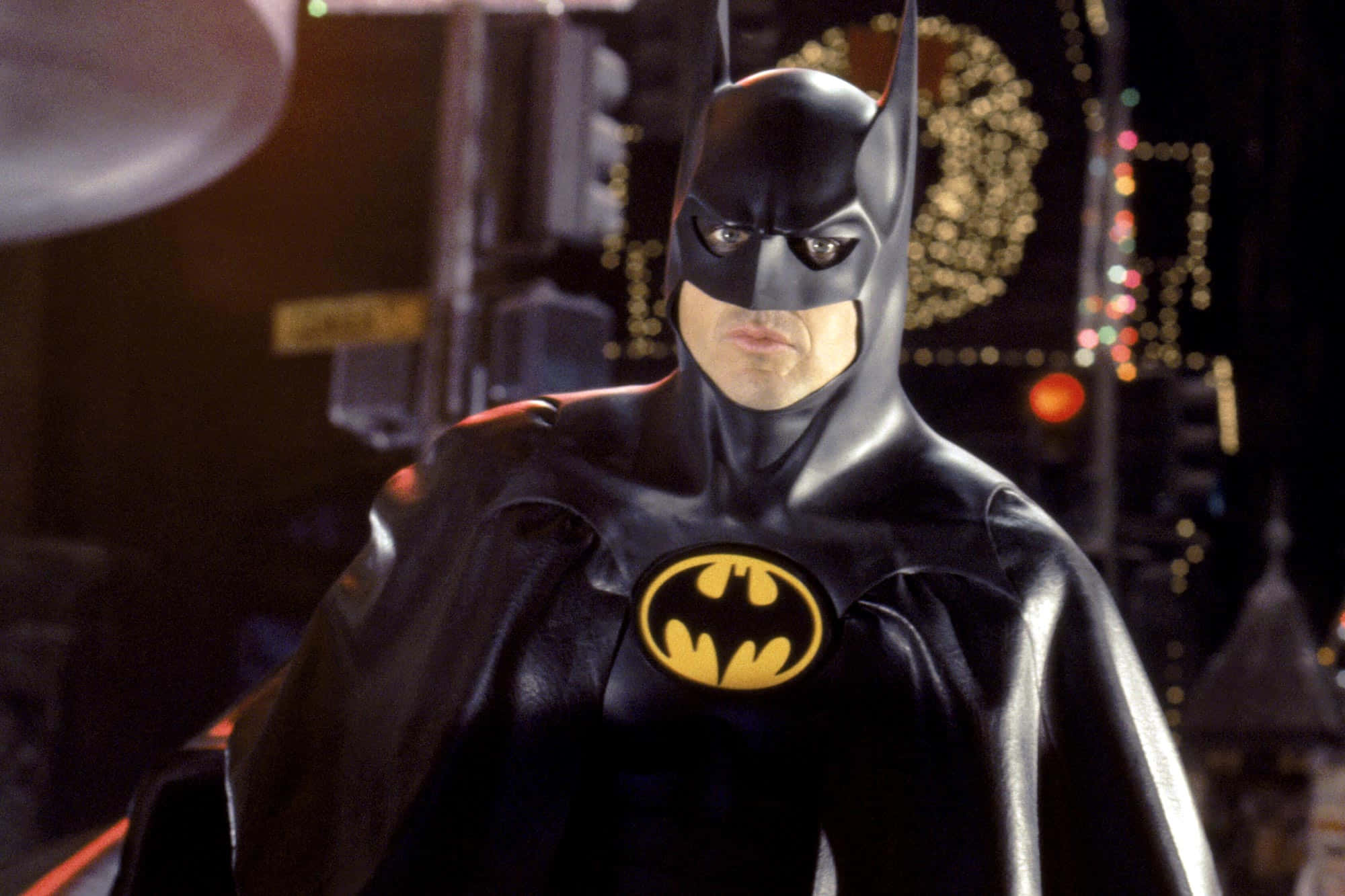 Bat-suit, black suit, yellow bat emblem, Full HD Desktop Wallpaper