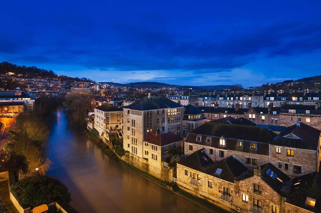 Bath, United Kingdom, twilight cityscape, HD Desktop Wallpaper
