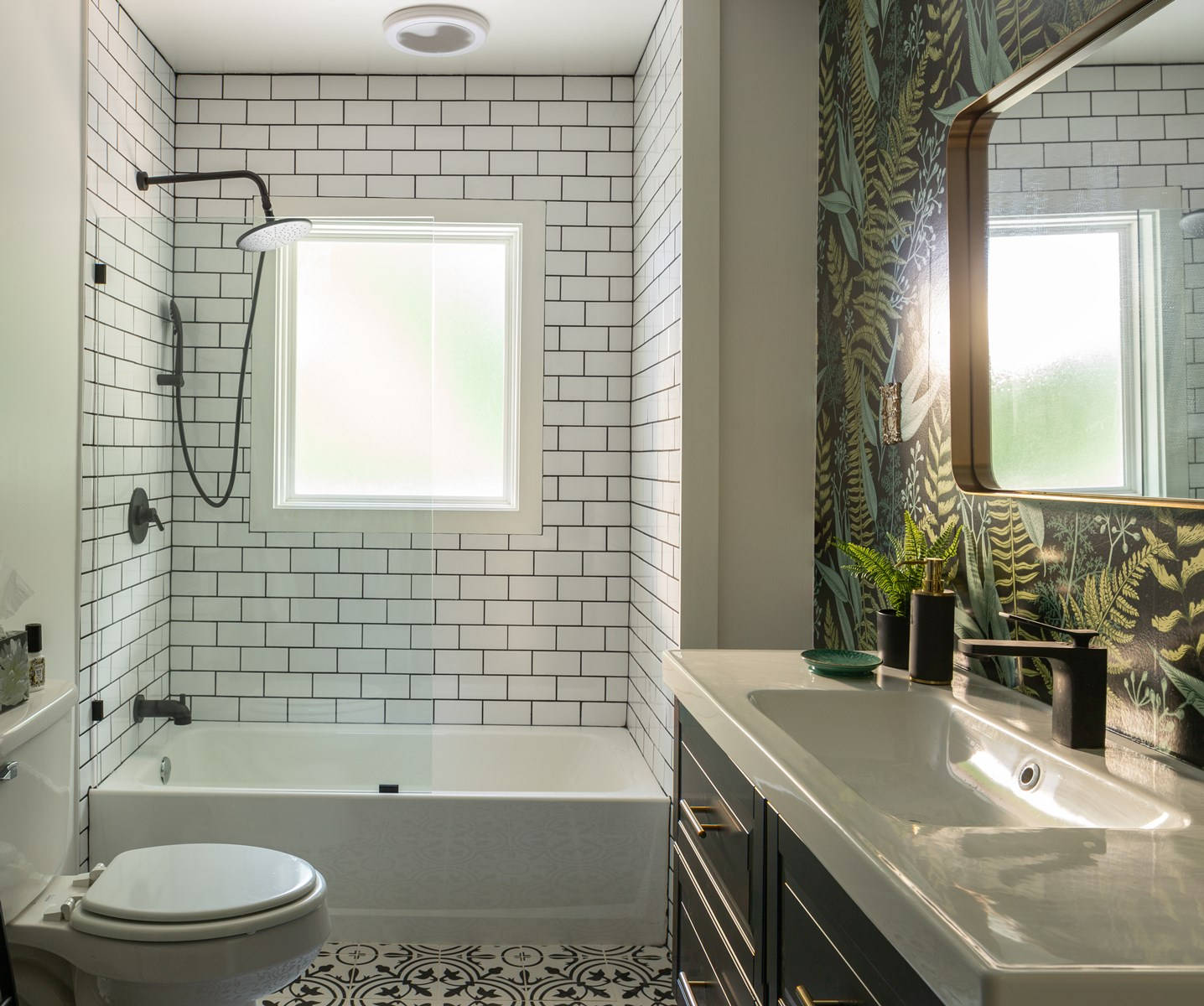 bathtub, 3D brick, white subway tiles, HD Desktop Wallpaper