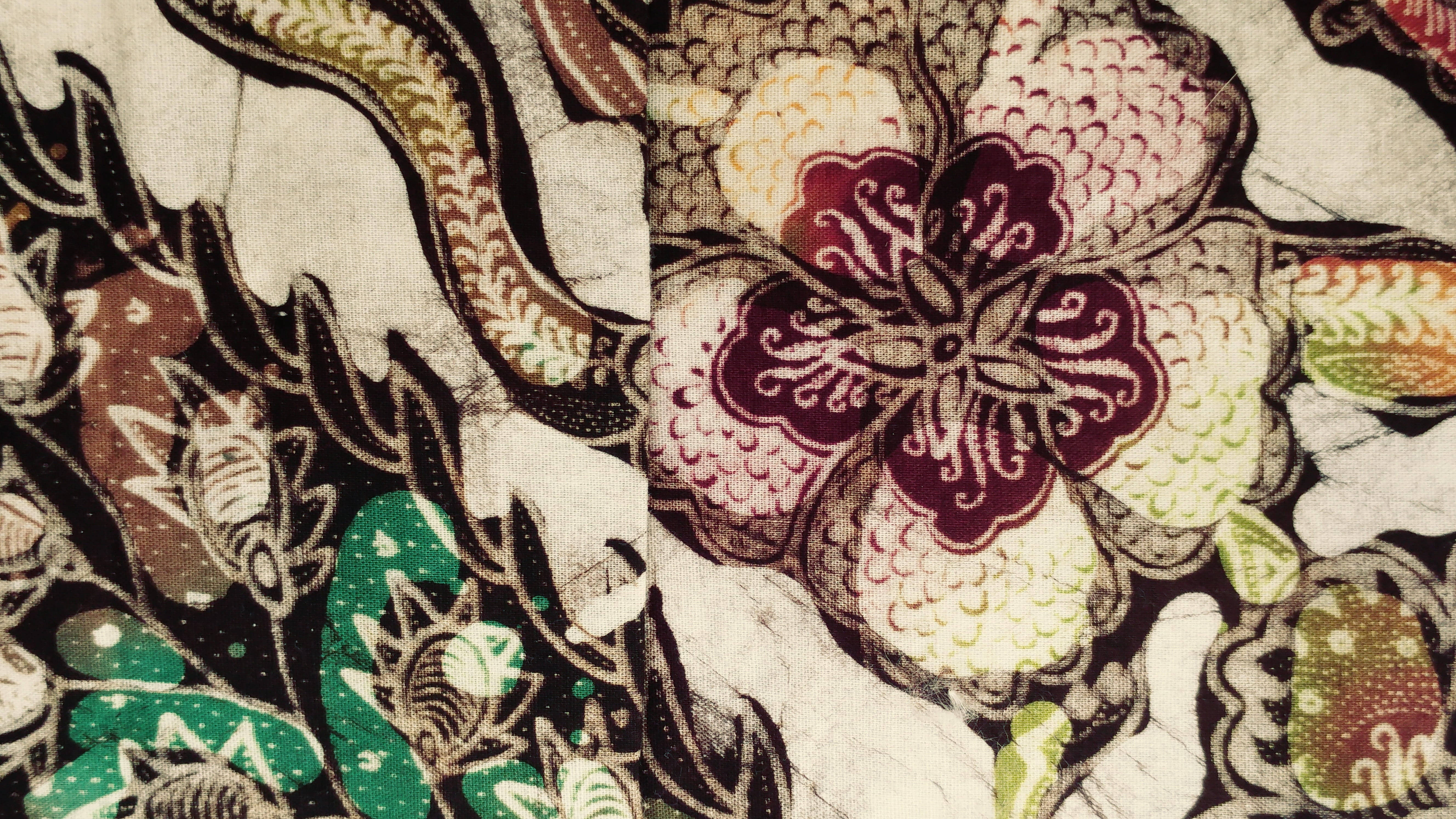 batik, floral motifs, burgundy, 5K Desktop Wallpaper