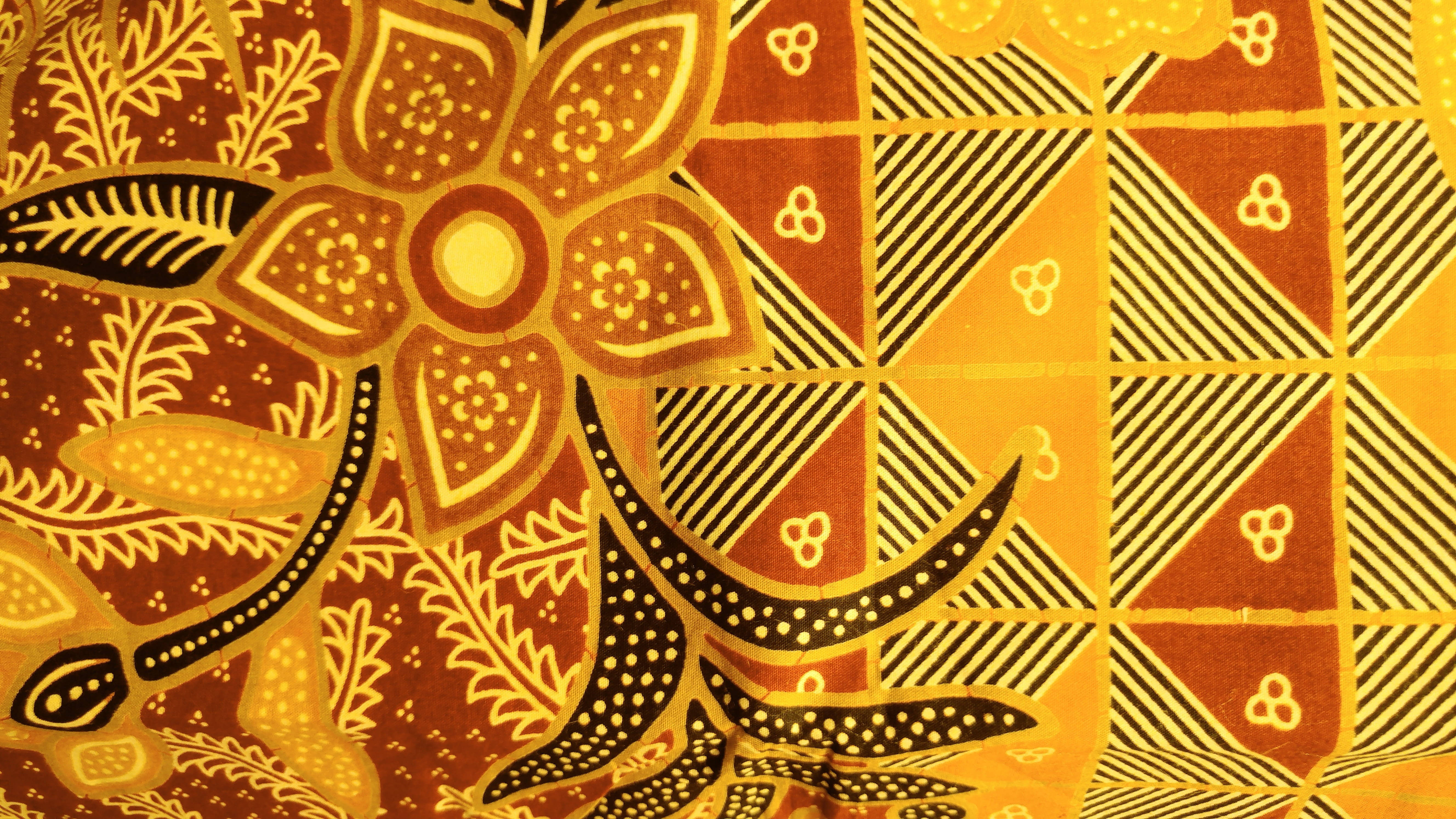batik, orange, brown, 5K Desktop Wallpaper