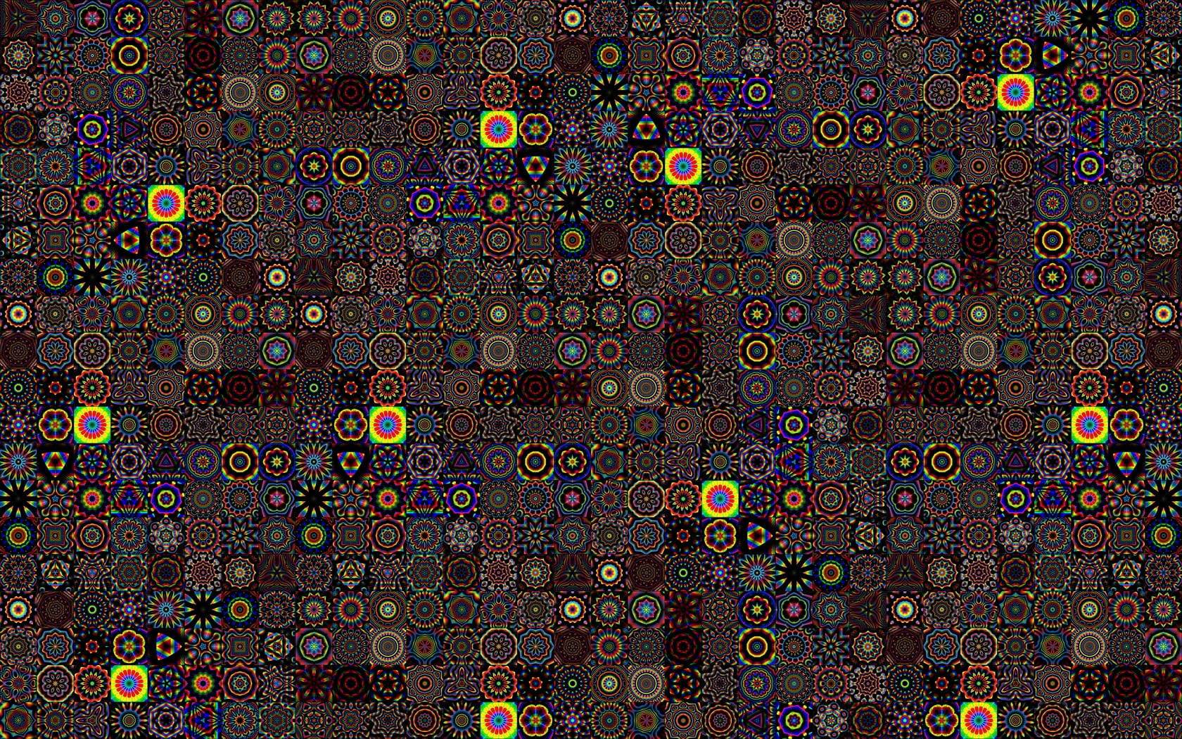 floral batik, retro style, vibrant neon accents, HD Desktop Wallpaper