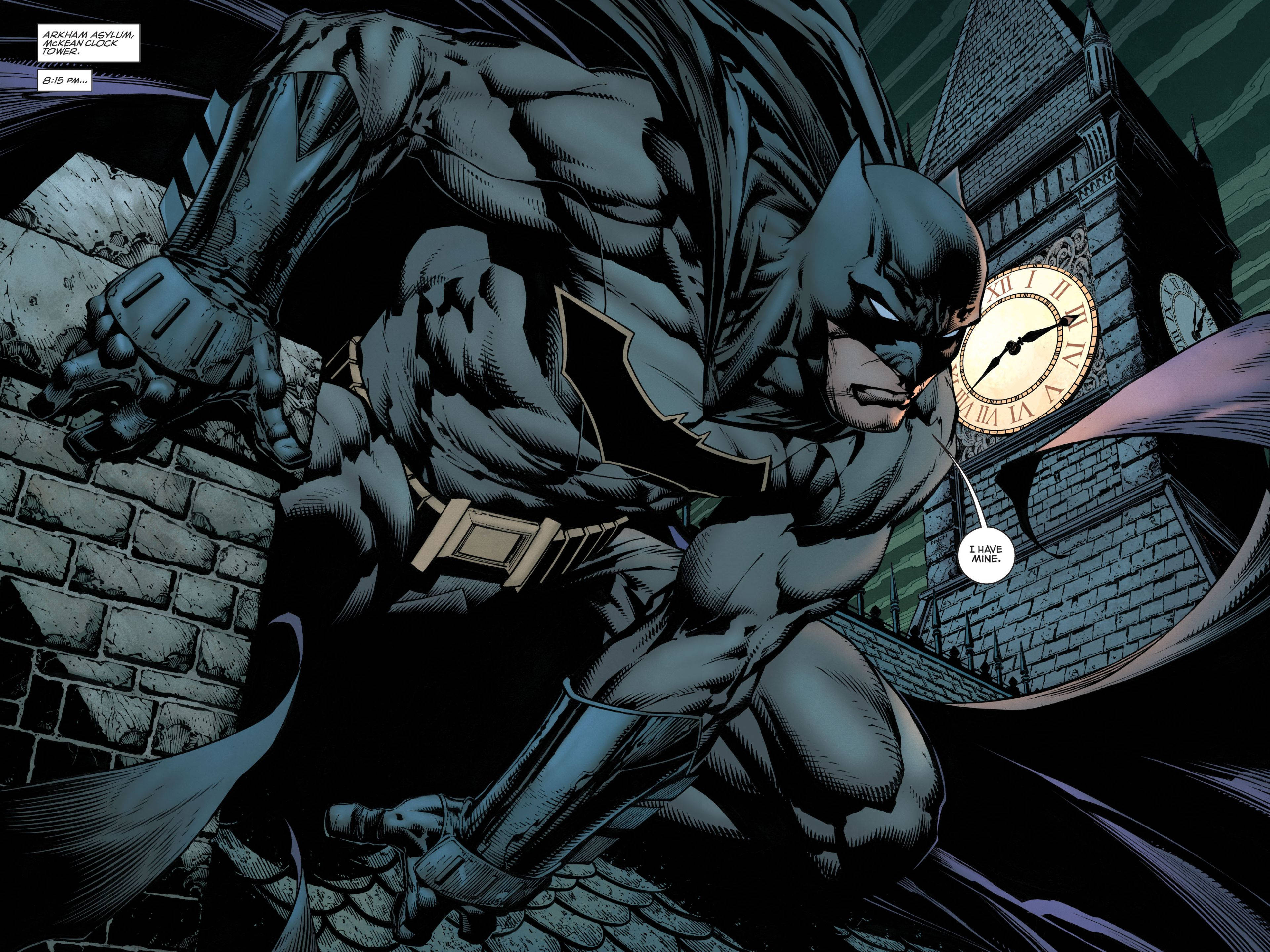 Batman, rooftop, night, 4K Desktop Wallpaper