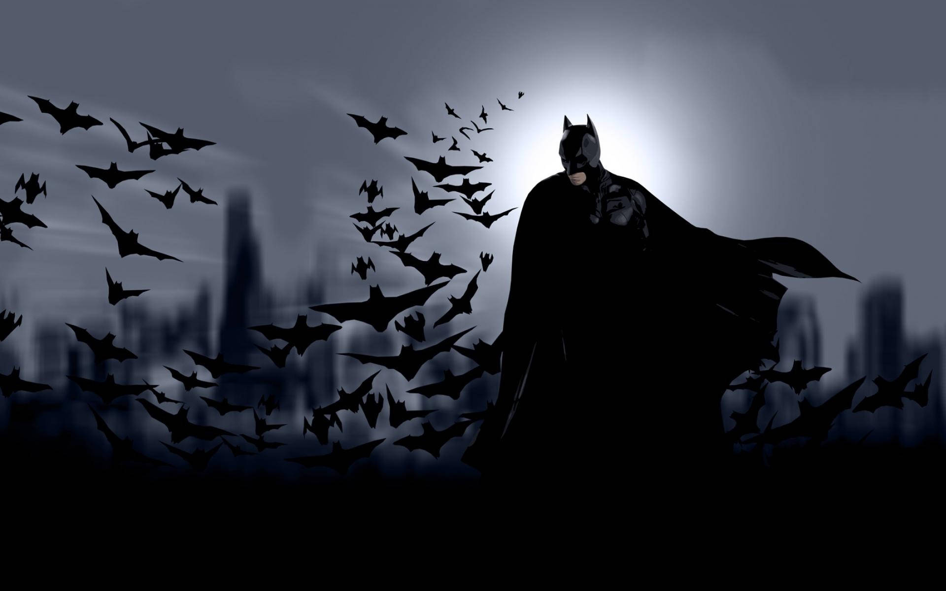 Batman, bats, glowing moon, Full HD Desktop Wallpaper