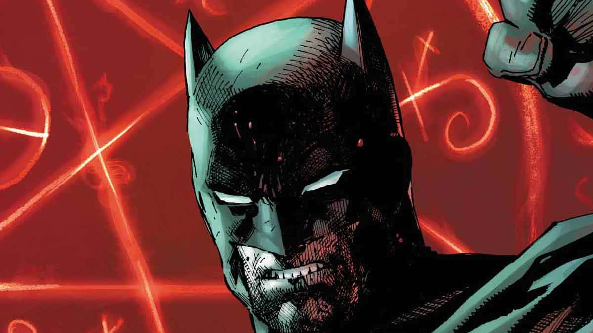 Batman, glowing eyes, fiery red background, SD Desktop Wallpaper