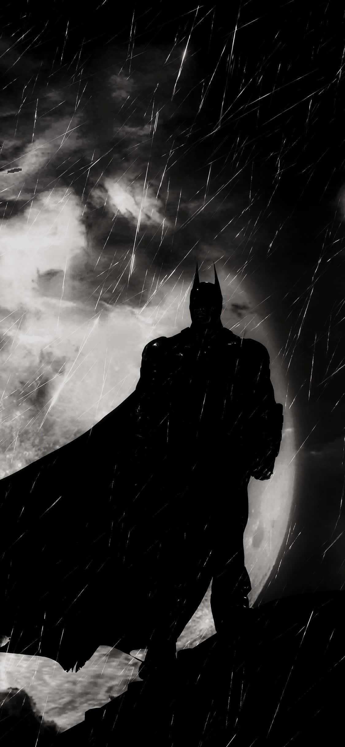 Batman, stormy sky, rain streaks, Full HD Phone Wallpaper