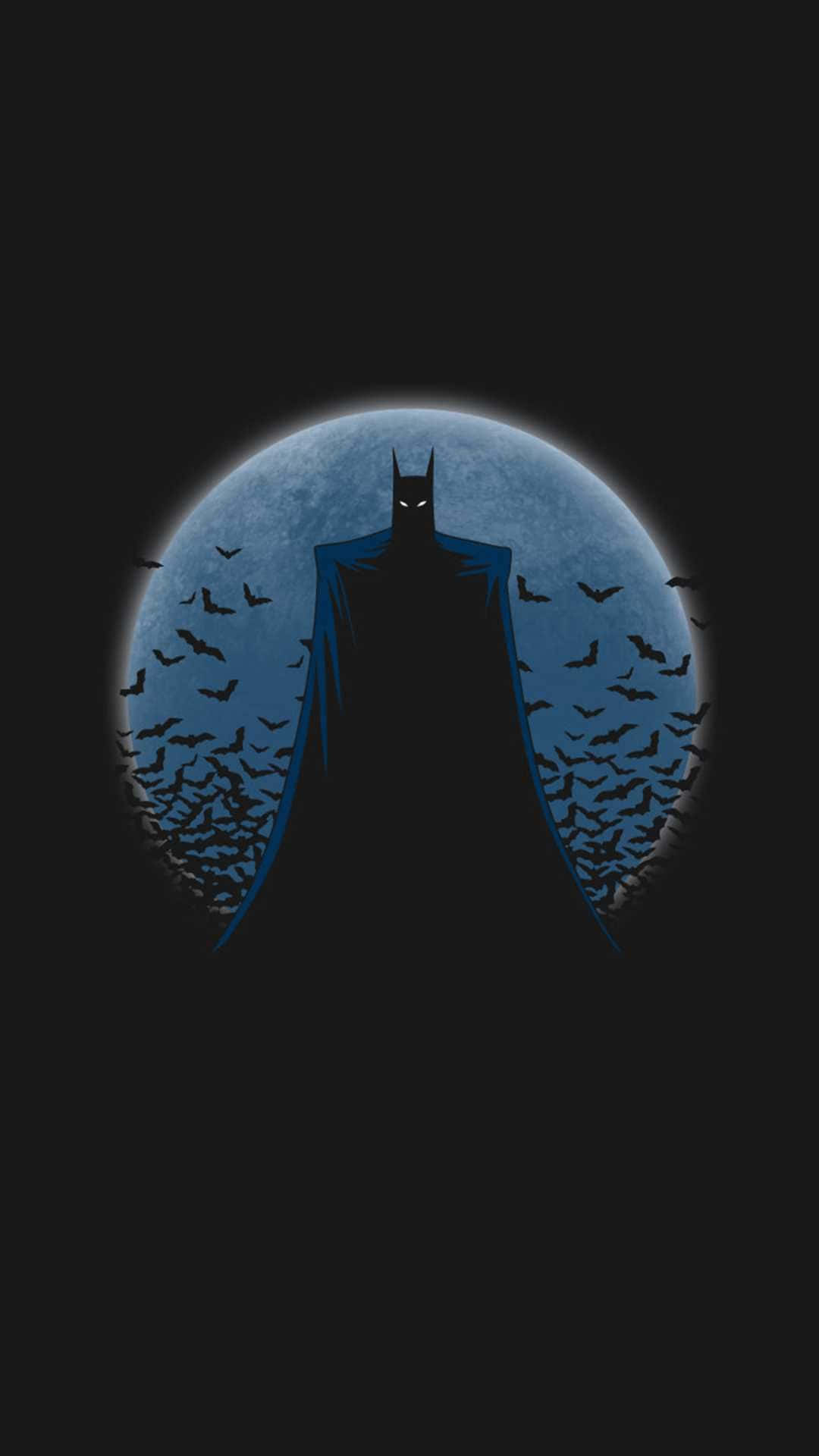 Batman, full moon, glowing blue moon, Full HD Phone Wallpaper
